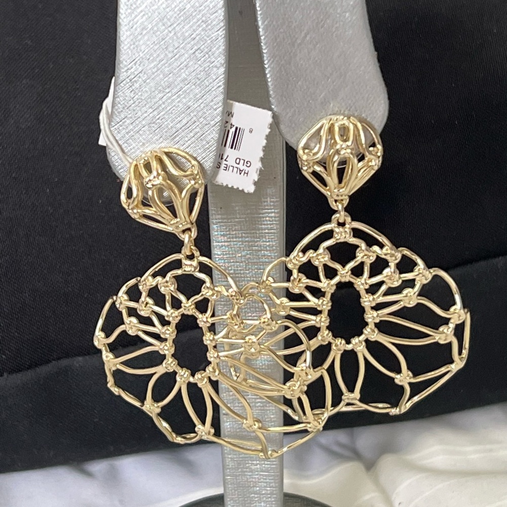 NWT Rare & Retired Kendra Scott Hallie Statement Earrings Yellow Gold SOLD OUT! - Picture 9 of 9